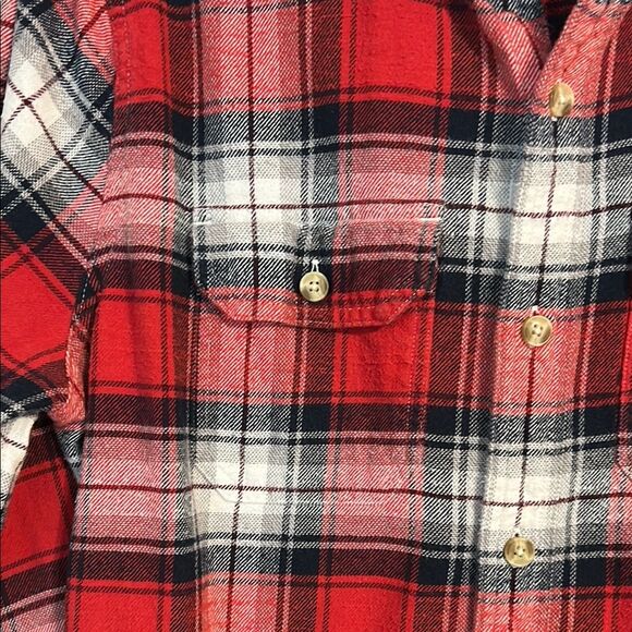 ABERCROMBIE & FITCH Medium Muscle Fit Red Blue White Flannel Plaid Button Down - Picture 3 of 7